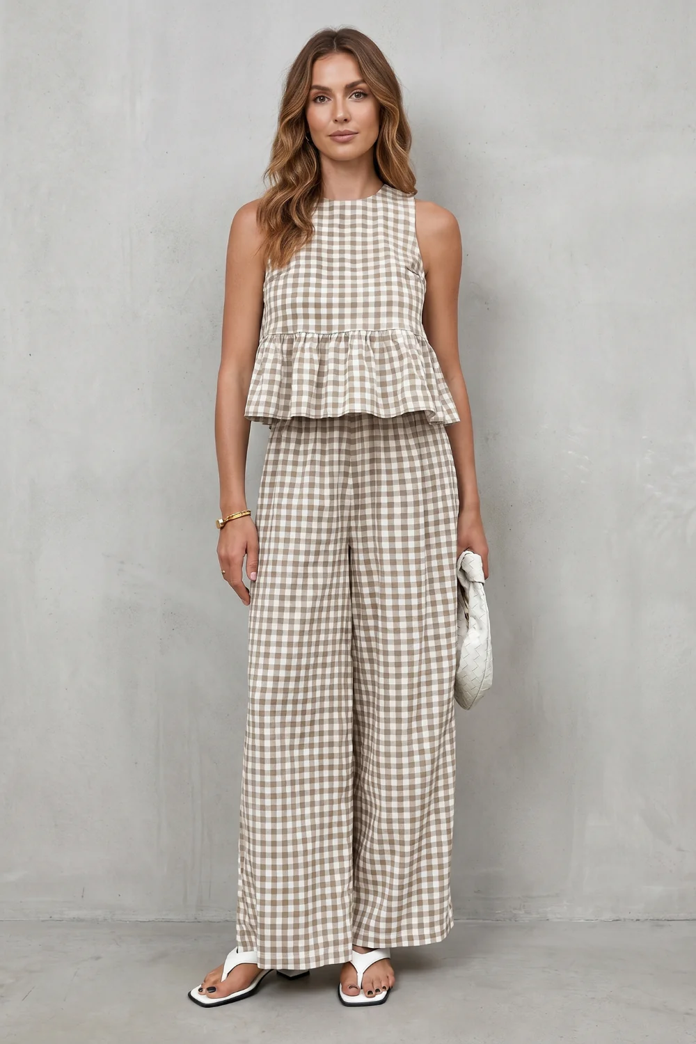 Marivelle – Charming gingham pattern – Two-piece trouser set - Image 2