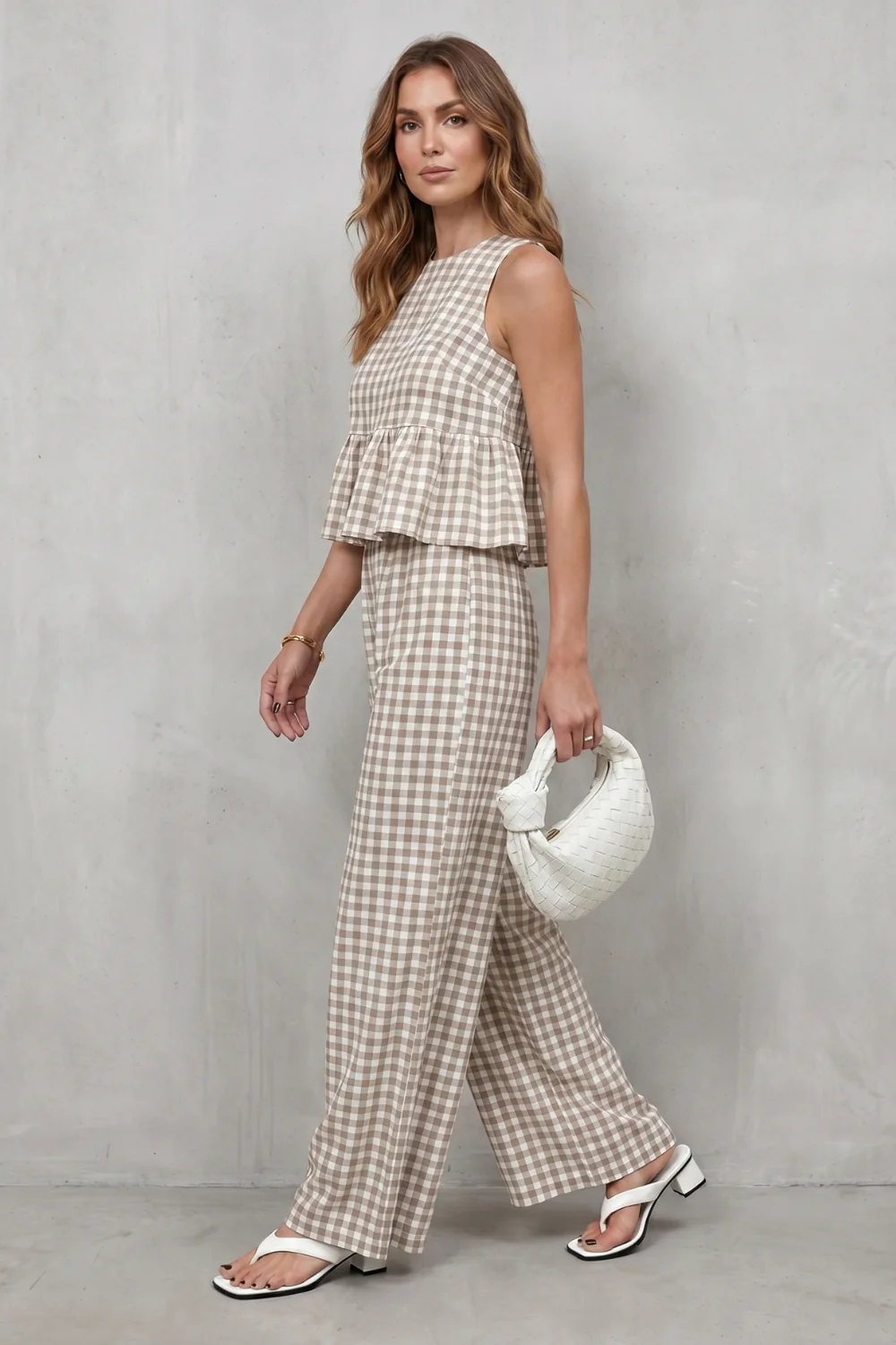 Marivelle – Charming gingham pattern – Two-piece trouser set - Image 3