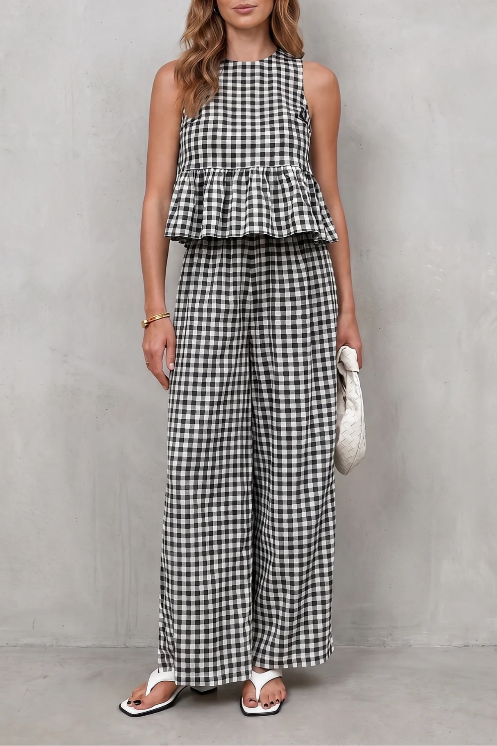 Marivelle – Charming gingham pattern – Two-piece trouser set - Image 5