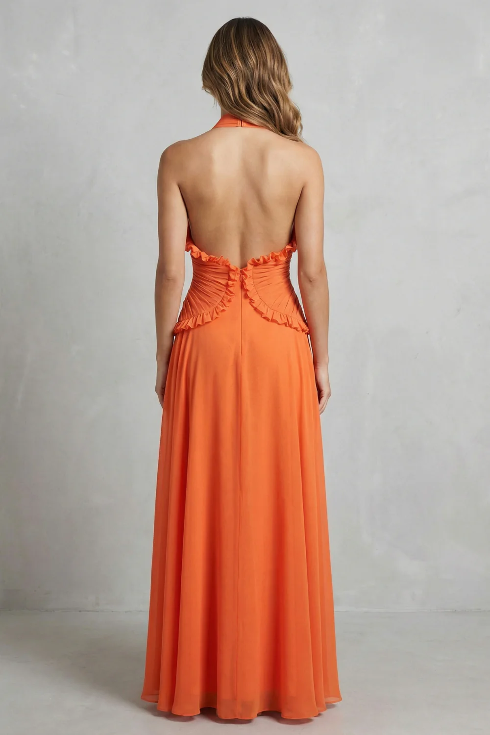 Marlowe – Sunset romance – Women’s Halter Ruffle A-Line Maxi Dress - Image 4