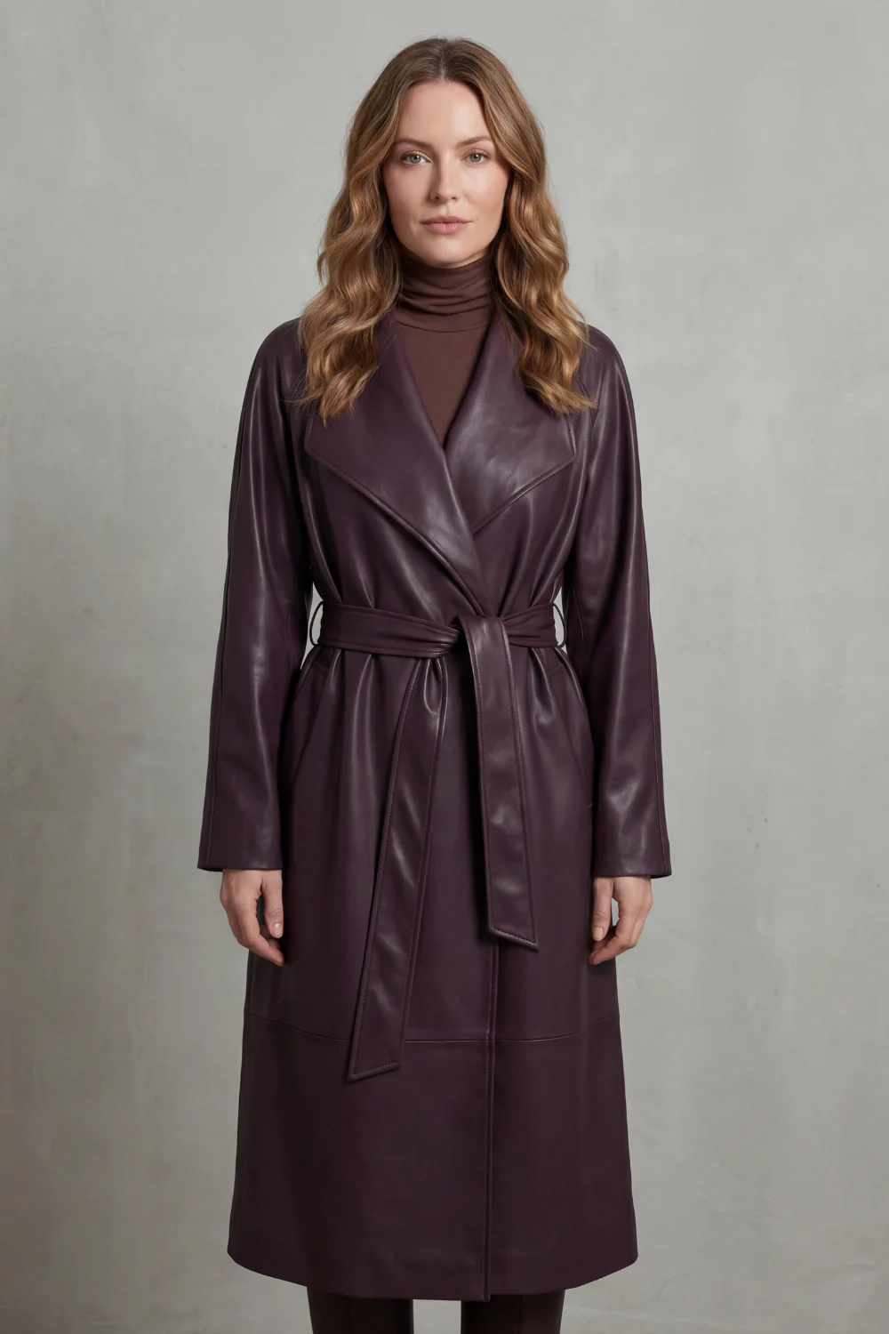 Marzienne – Waist-cinching silhouette – Faux leather trench coat - Image 2