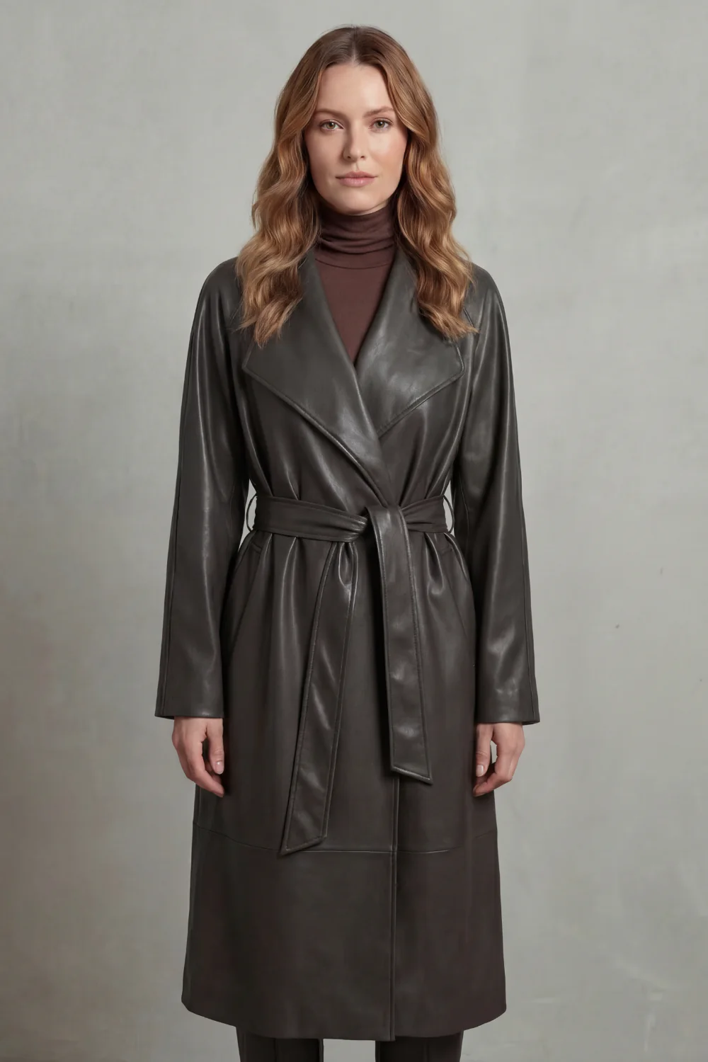 Marzienne – Waist-cinching silhouette – Faux leather trench coat - Image 8