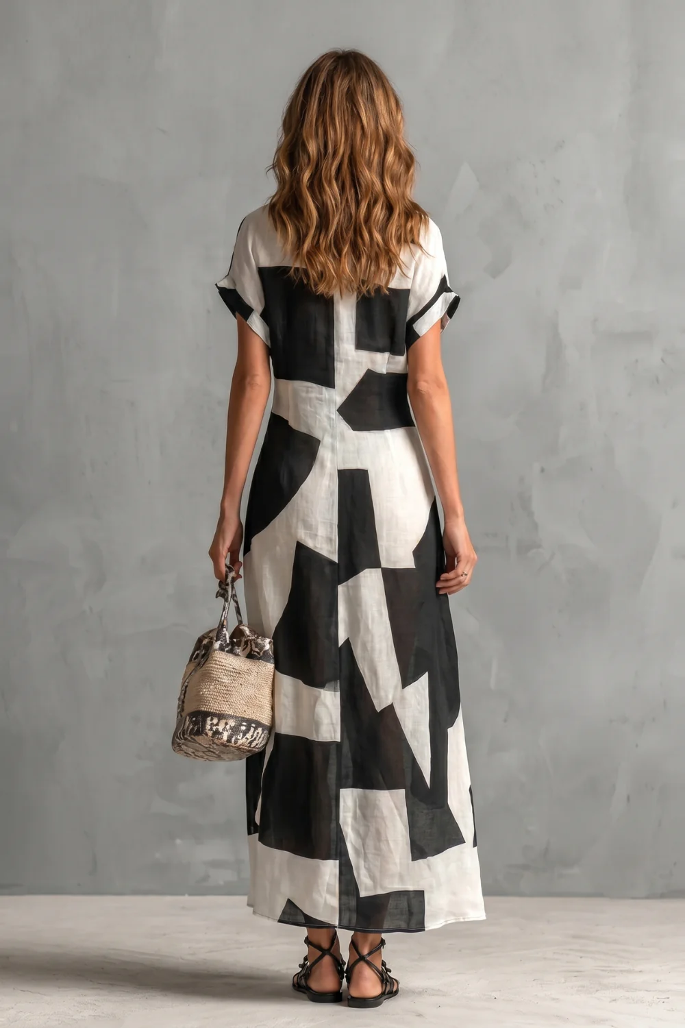 Montrielle – Abstract geometric print – Maxi shirt dress - Image 4