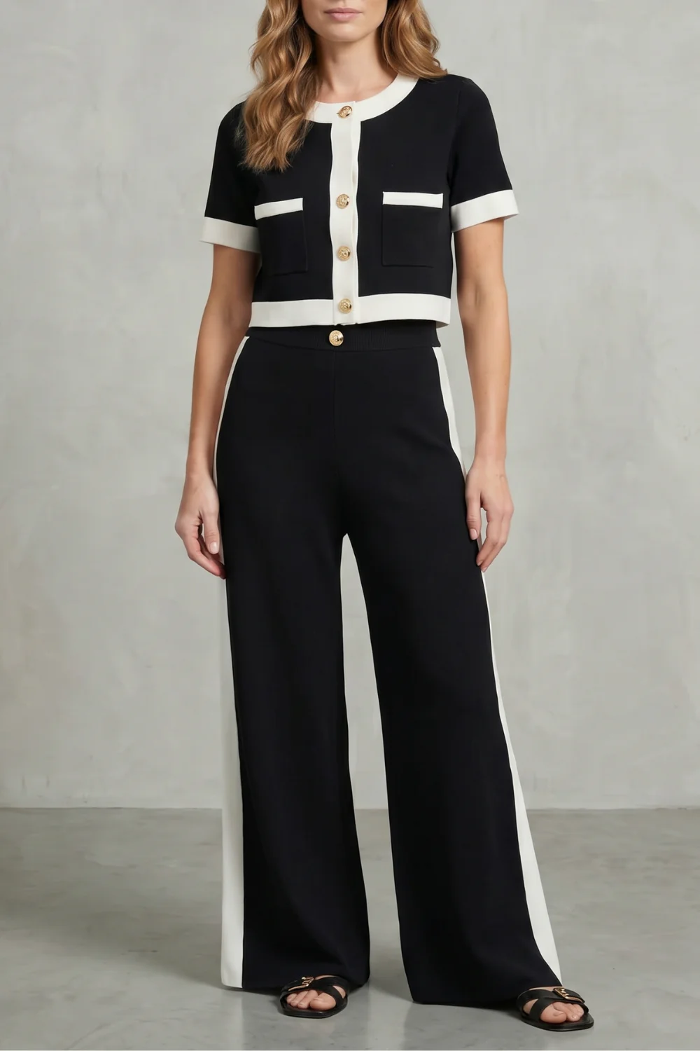 Montrielle – Contrast trim elegance – Two piece set