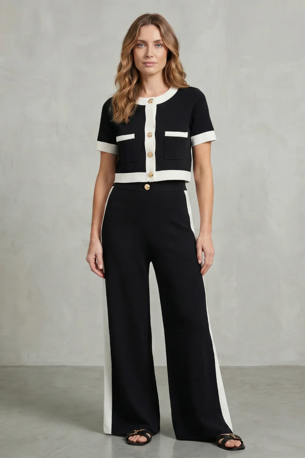 Montrielle – Contrast trim elegance – Two piece set - Image 2