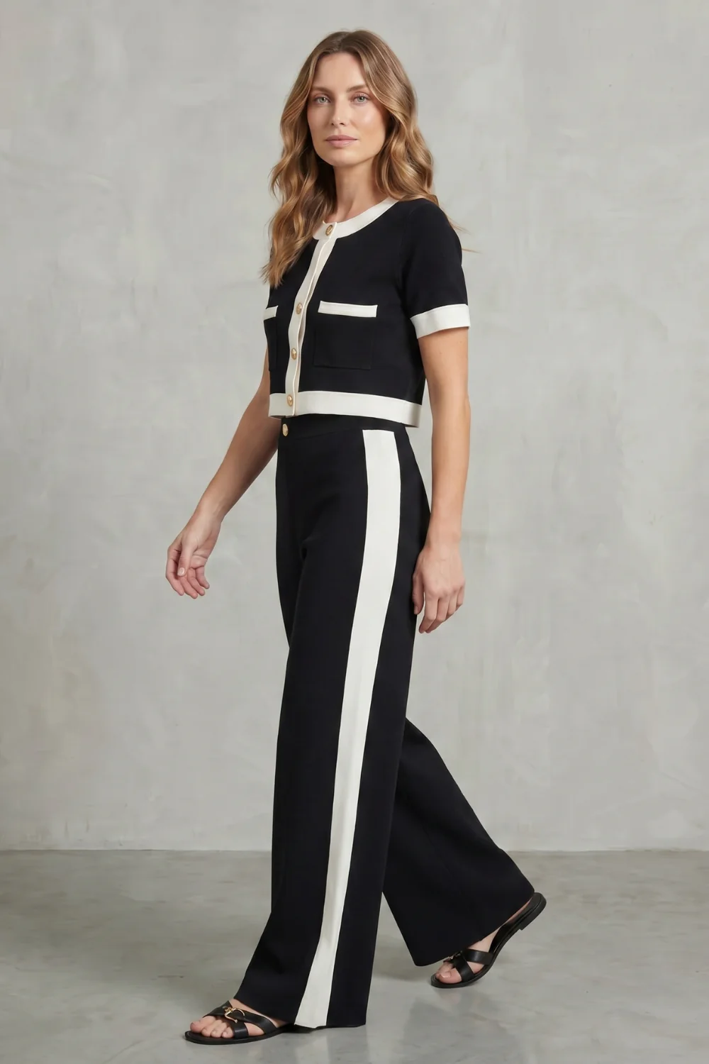 Montrielle – Contrast trim elegance – Two piece set - Image 3