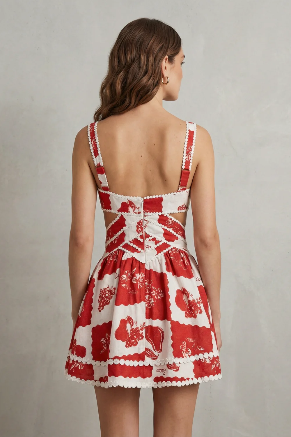 Nashira – Vintage scarlet motif – Cutout mini dress - Image 4