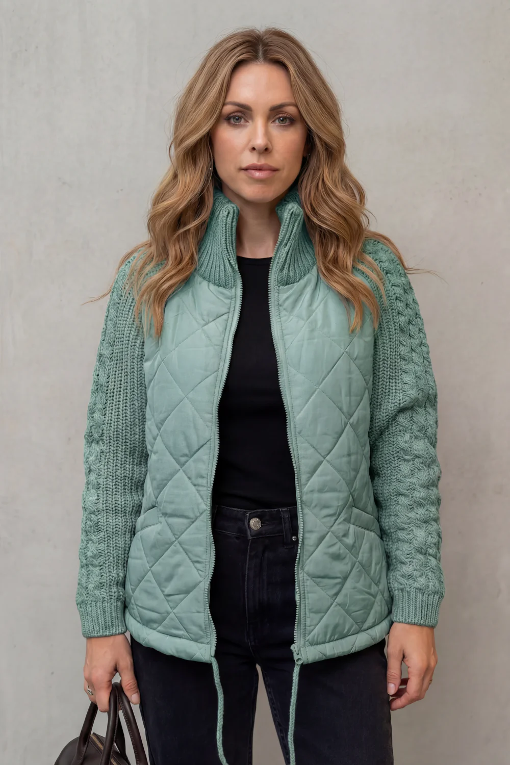 Norcetta – Textured knit detail – Quilted puffer jacket - Image 11