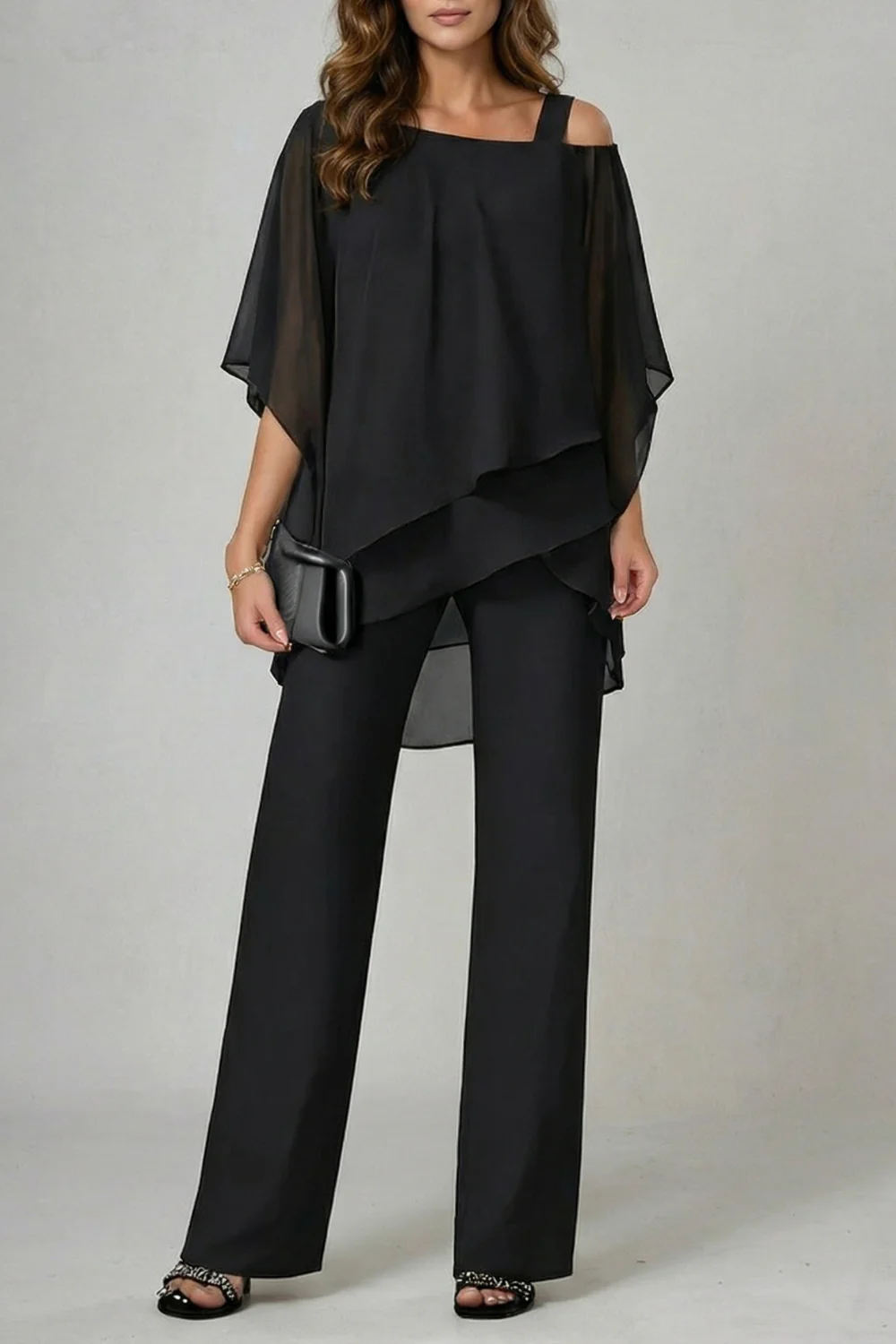 Élaria – Asymmetric chiffon flow – Top and trouser set - Image 5