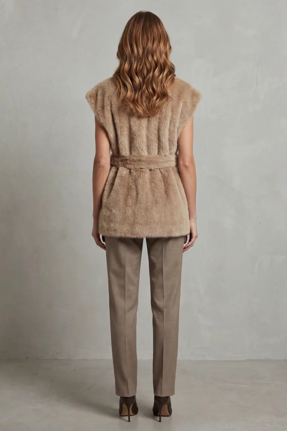 Quinn – Belted Faux Fur Longline Gilet - Image 4