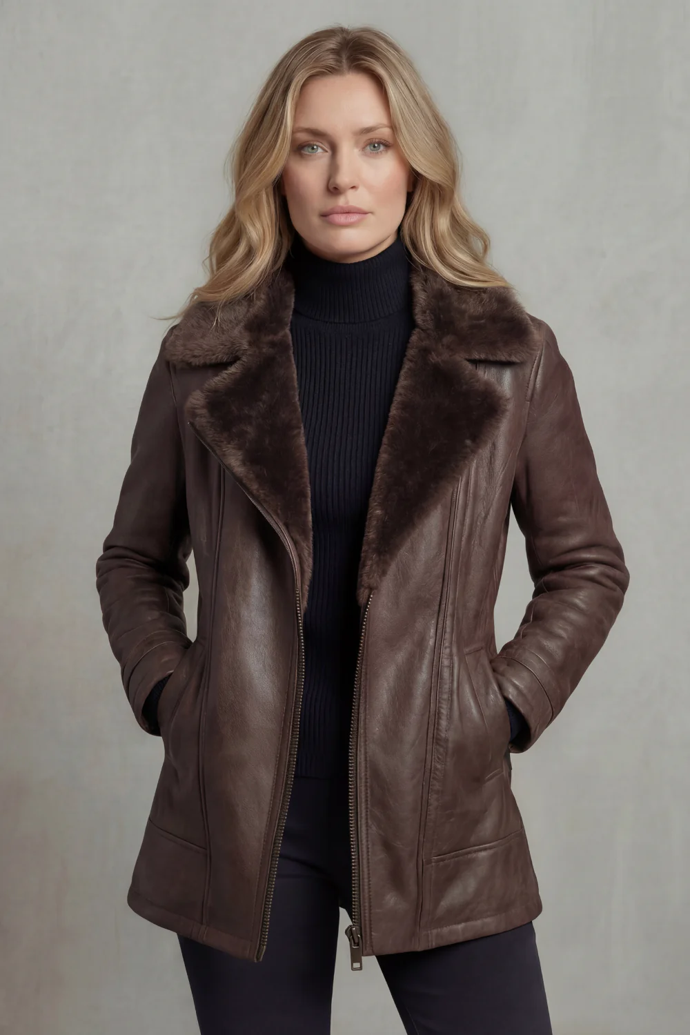 Ravella – Shearling-lined elegance – Leather jacket - Image 2