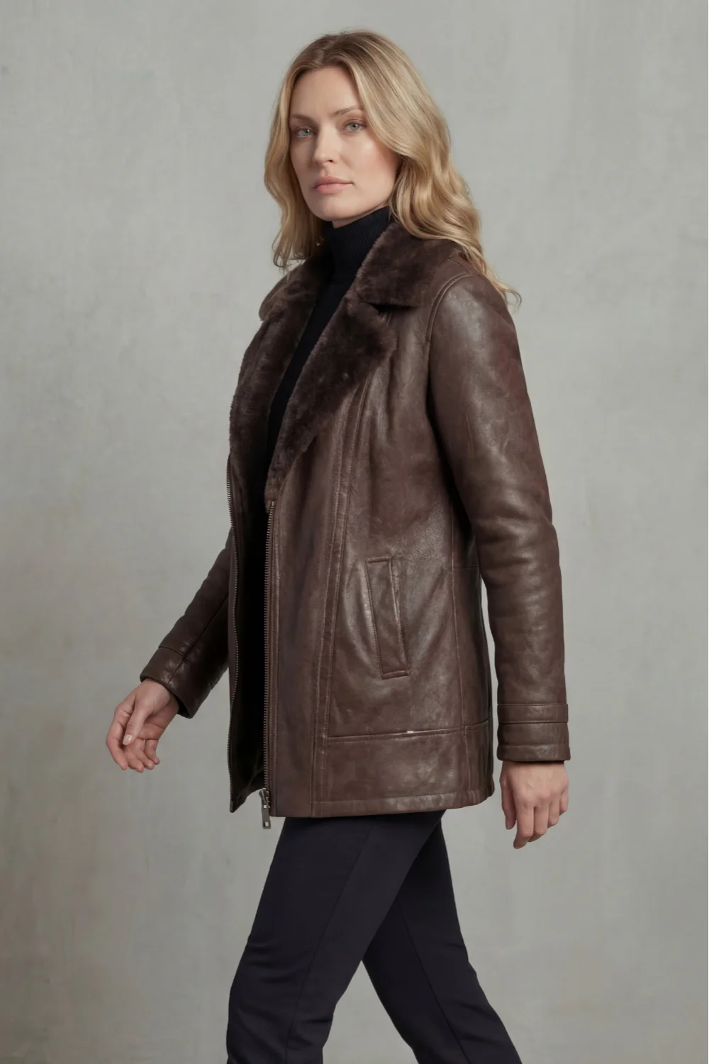 Ravella – Shearling-lined elegance – Leather jacket - Image 3