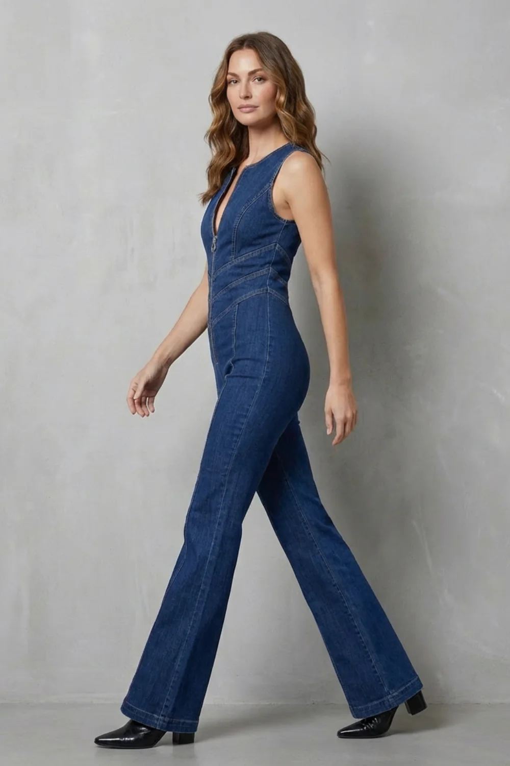 Rivazze – Zip front sculpt – Denim jumpsuit - Image 3