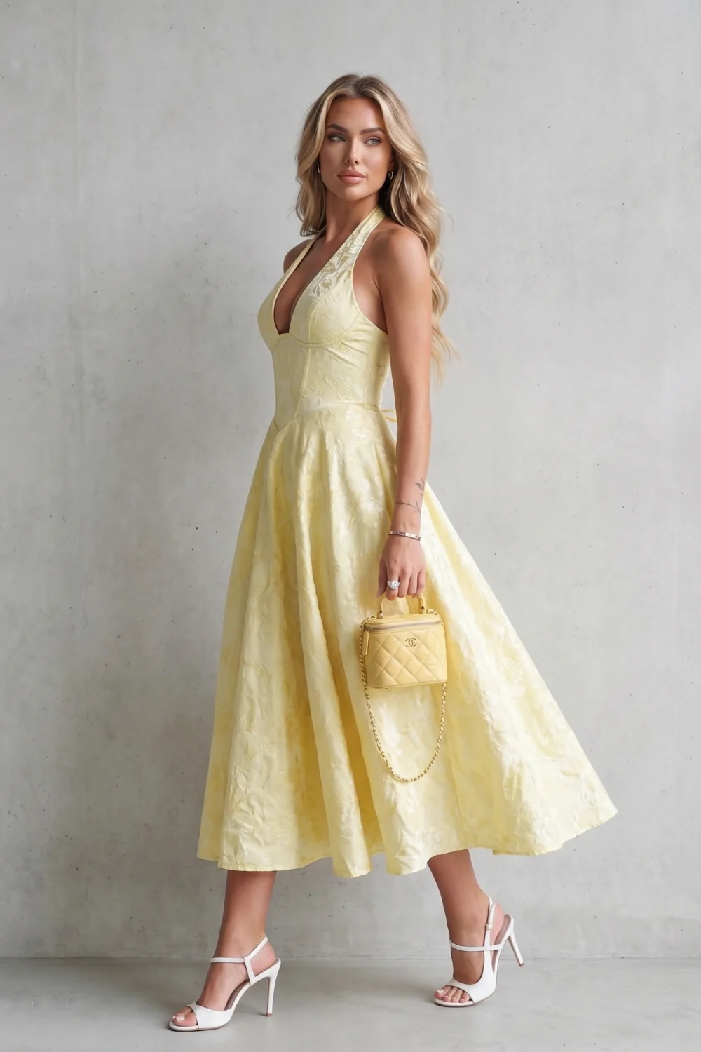 Rosalune – Halter floral elegance – Midi dress - Image 3