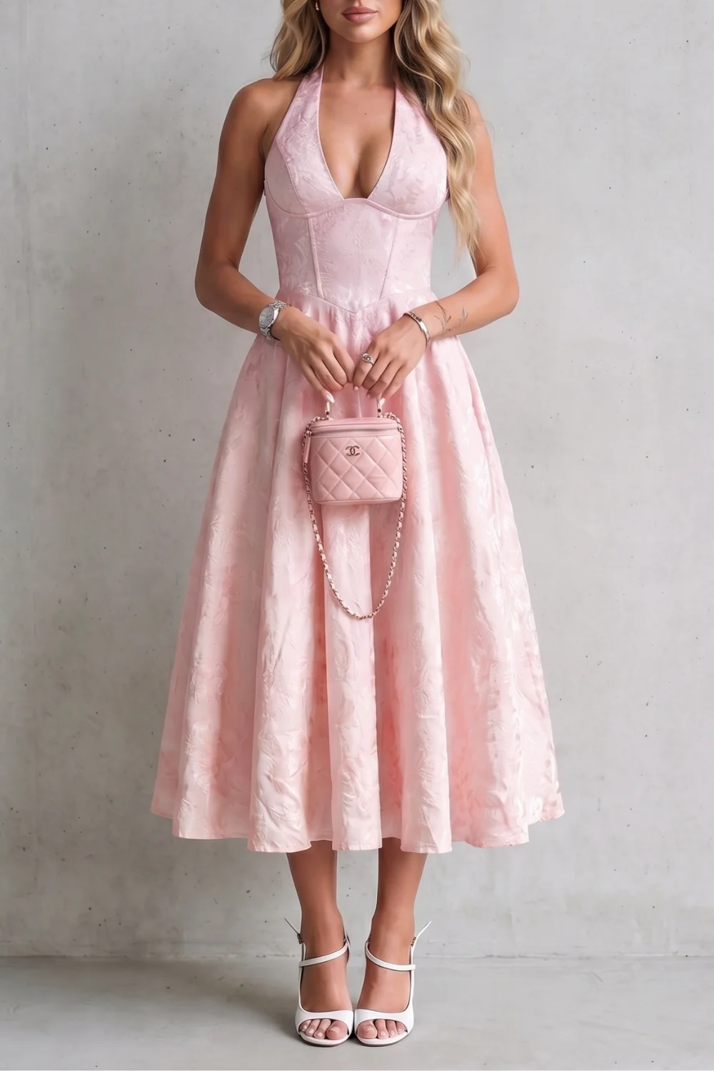 Rosalune – Halter floral elegance – Midi dress - Image 5