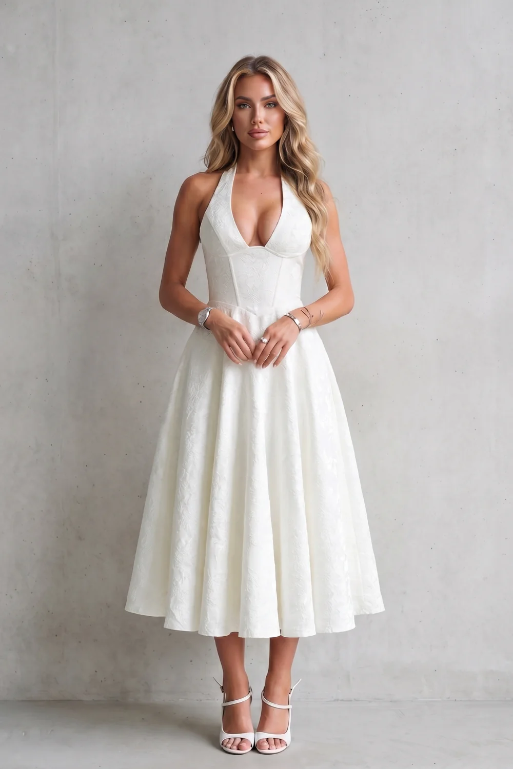 Rosalune – Halter floral elegance – Midi dress - Image 7