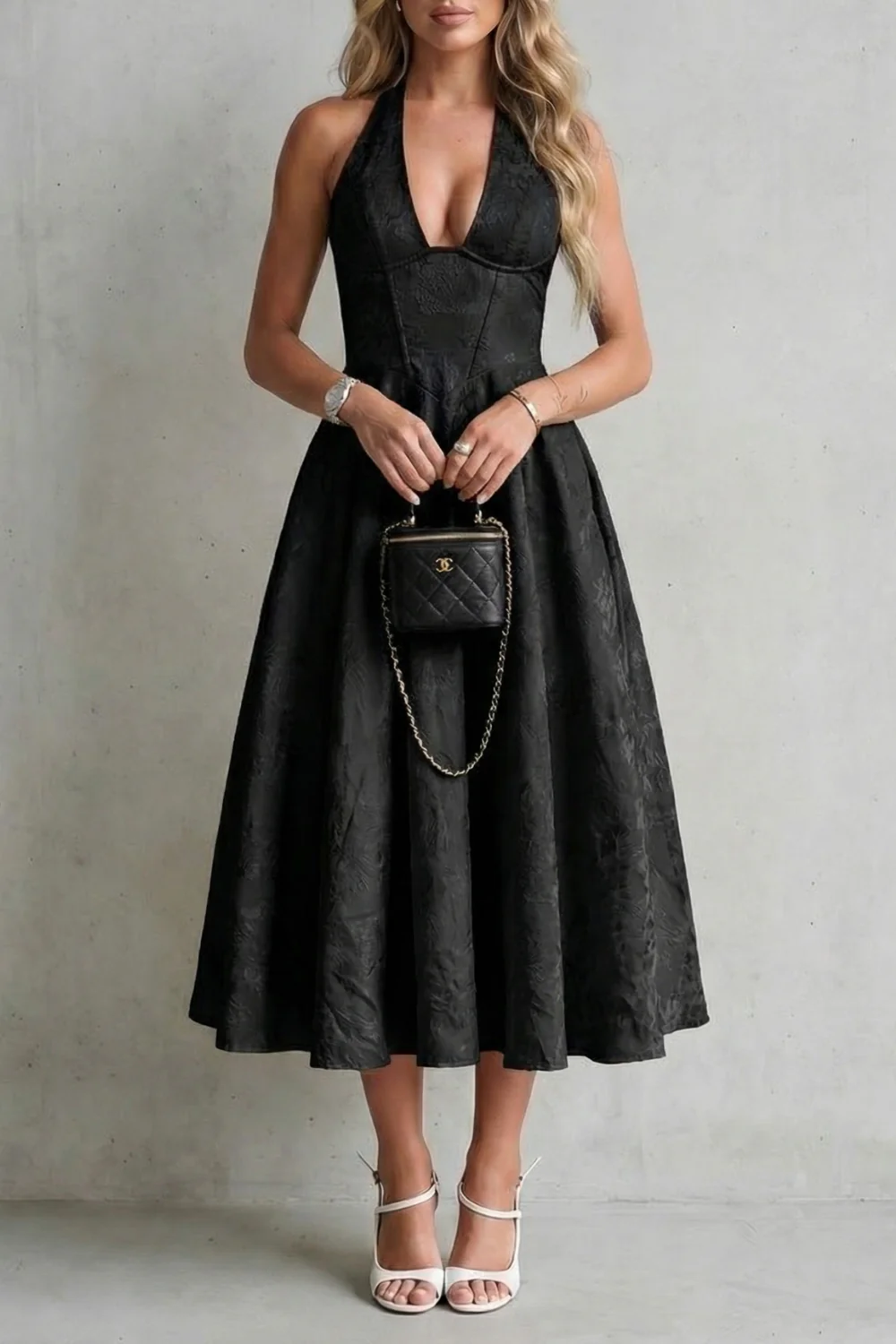 Rosalune – Halter floral elegance – Midi dress - Image 9