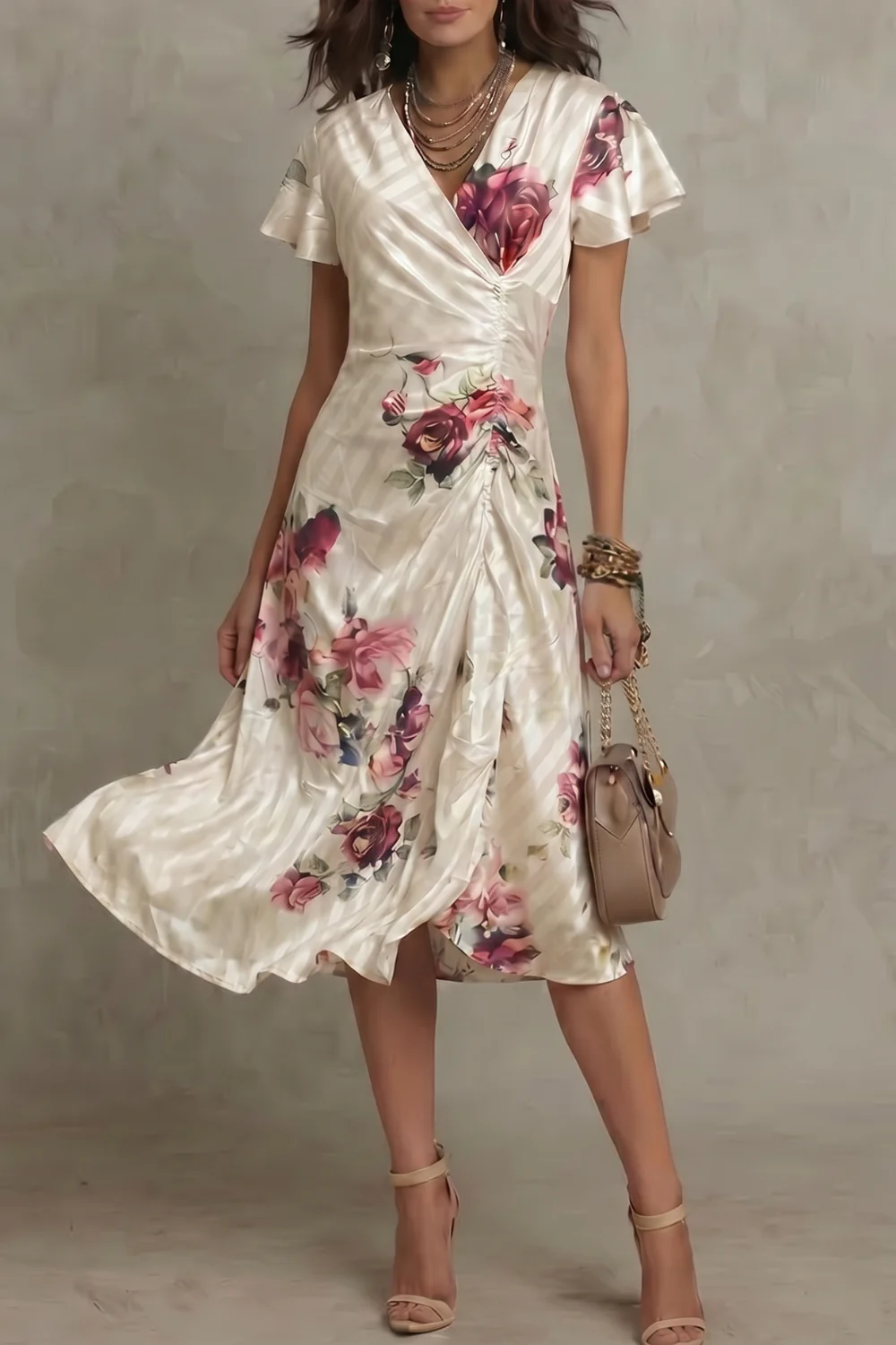 Rosavienne – Vintage satin romance – Midi dress