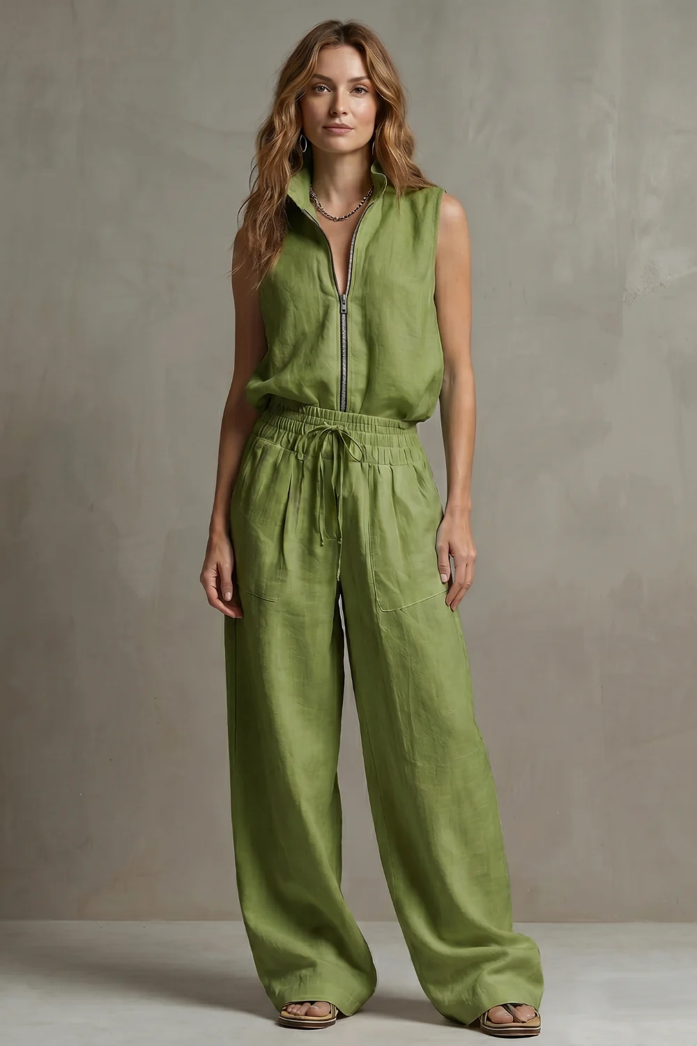 Roselune – Relaxed zip-front elegance – Trouser set - Image 10