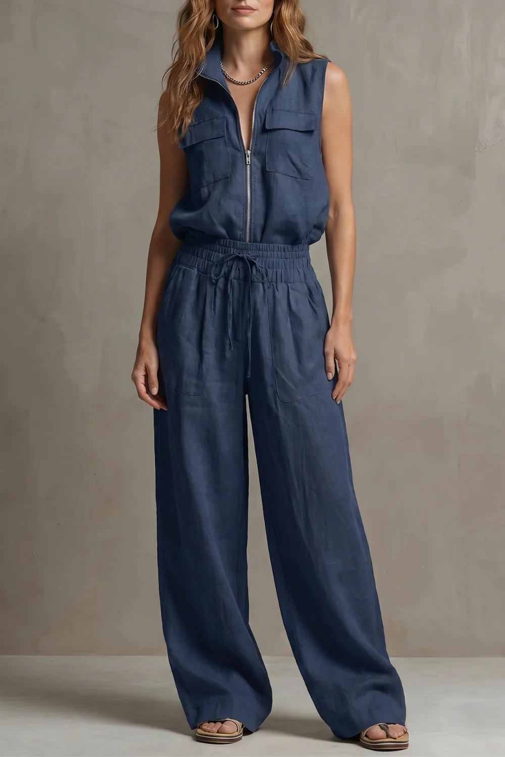 Roselune – Relaxed zip-front elegance – Trouser set - Image 11