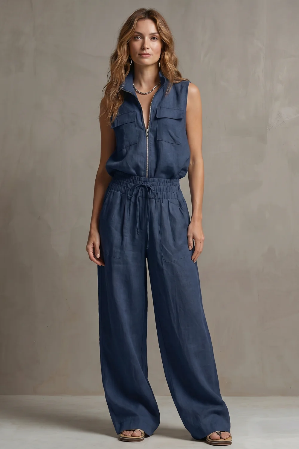 Roselune – Relaxed zip-front elegance – Trouser set - Image 12