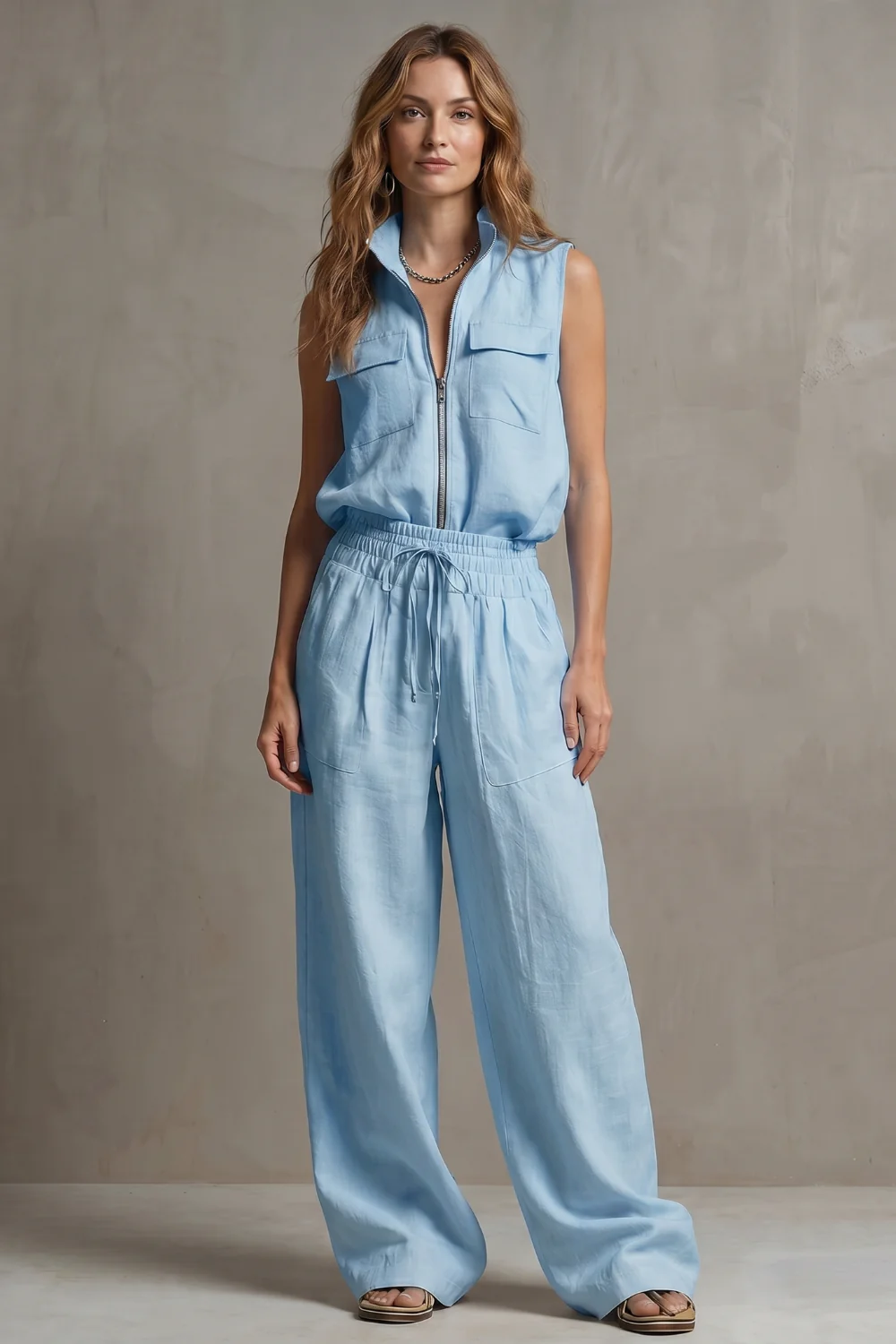 Roselune – Relaxed zip-front elegance – Trouser set - Image 14