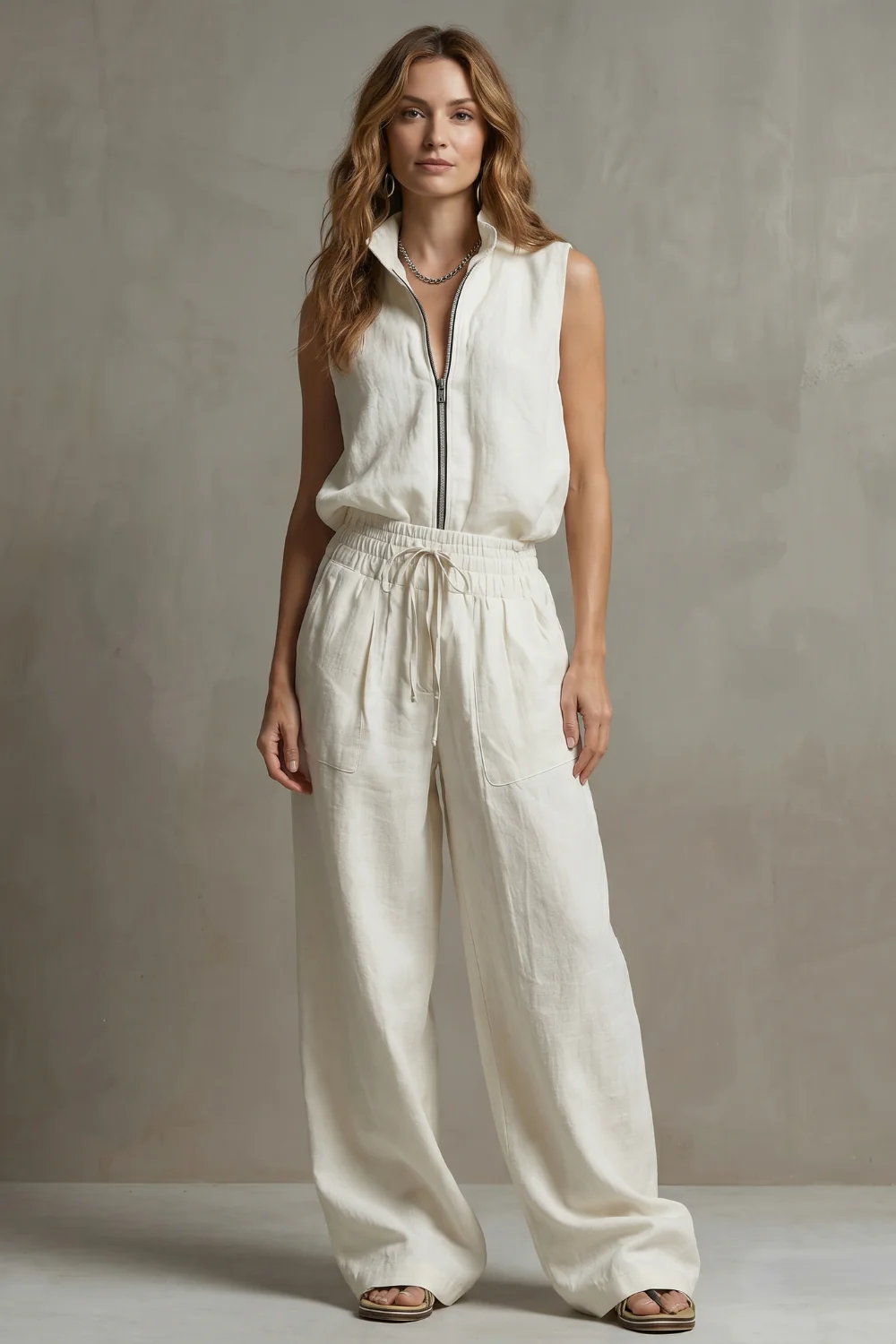Roselune – Relaxed zip-front elegance – Trouser set - Image 2
