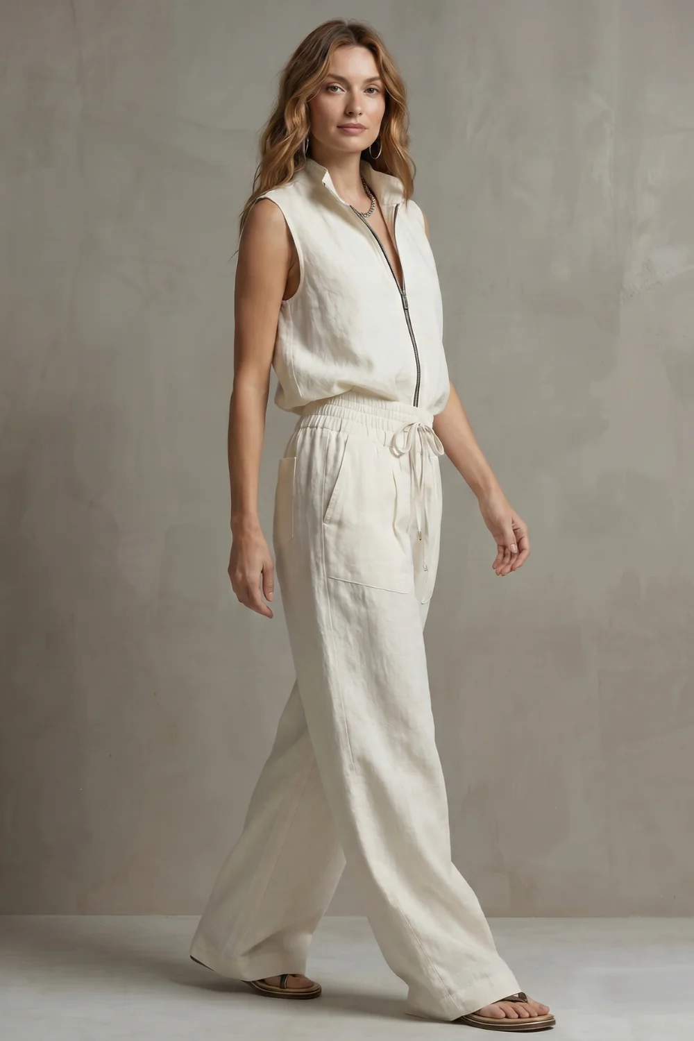 Roselune – Relaxed zip-front elegance – Trouser set - Image 3