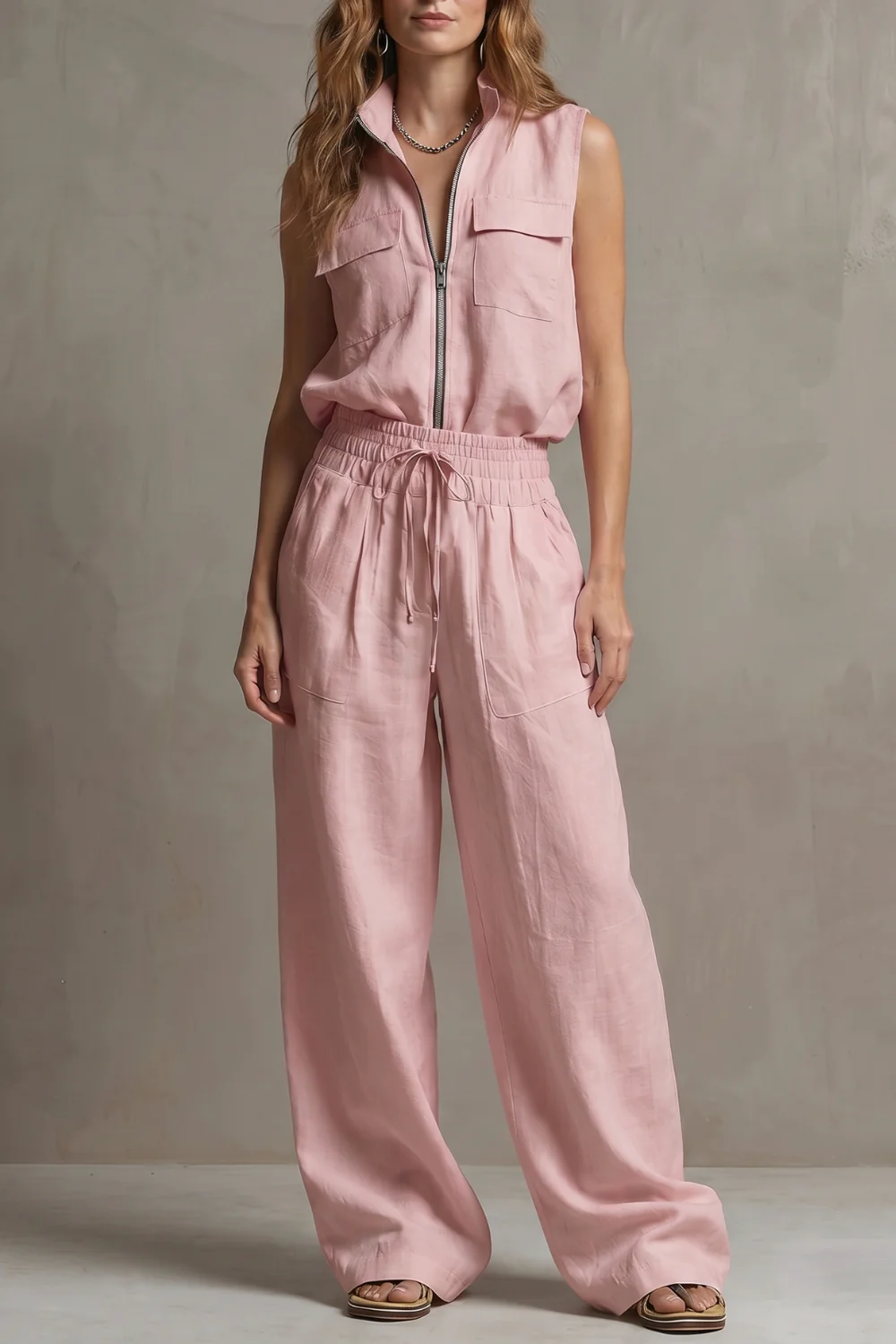 Roselune – Relaxed zip-front elegance – Trouser set - Image 5