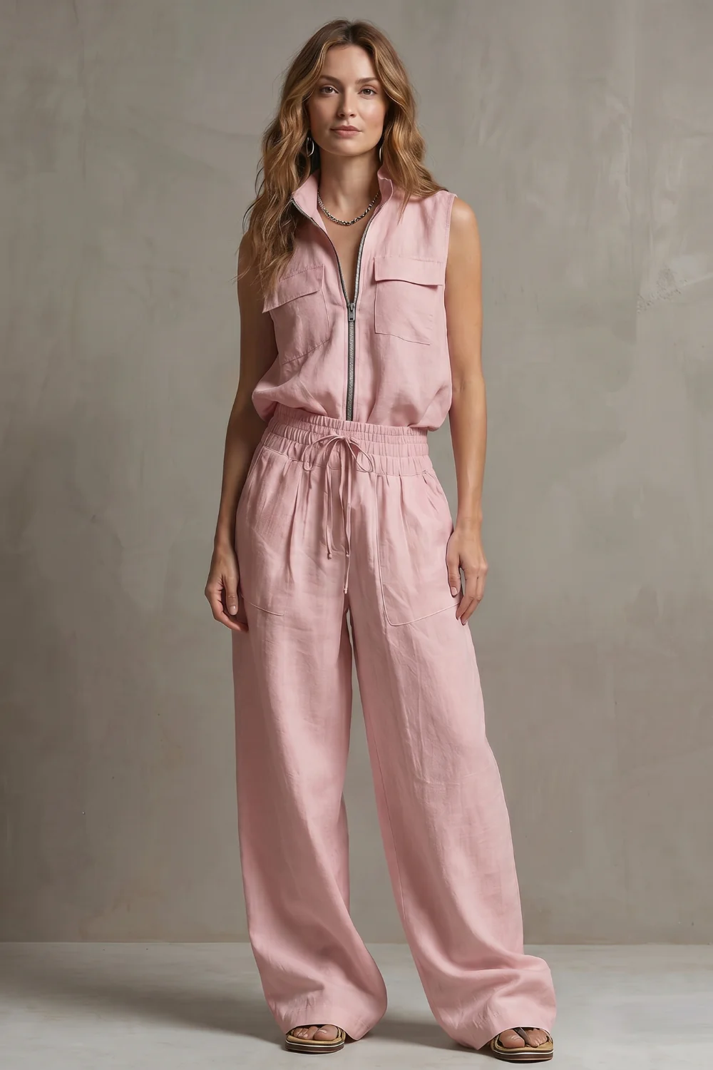 Roselune – Relaxed zip-front elegance – Trouser set - Image 6