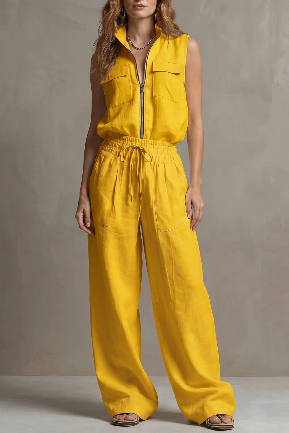Roselune – Relaxed zip-front elegance – Trouser set - Image 7