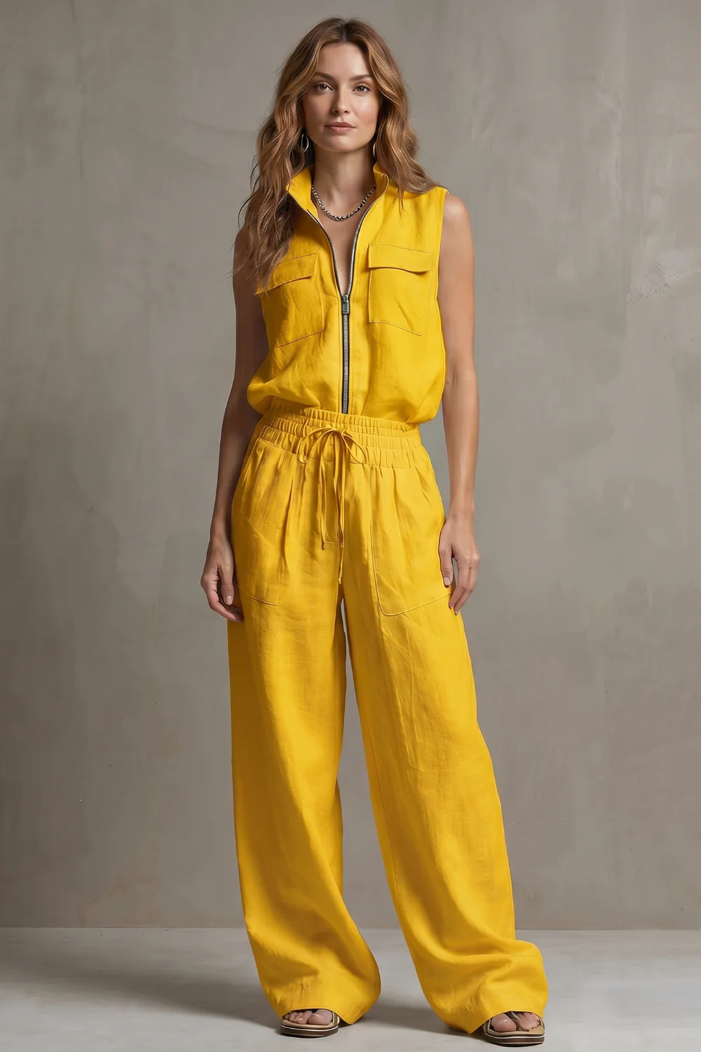 Roselune – Relaxed zip-front elegance – Trouser set - Image 8