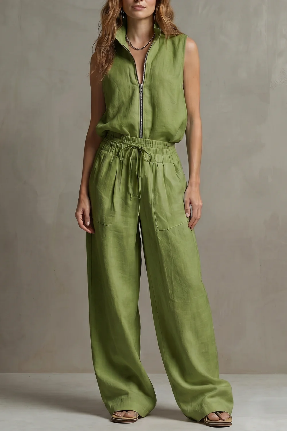 Roselune – Relaxed zip-front elegance – Trouser set - Image 9