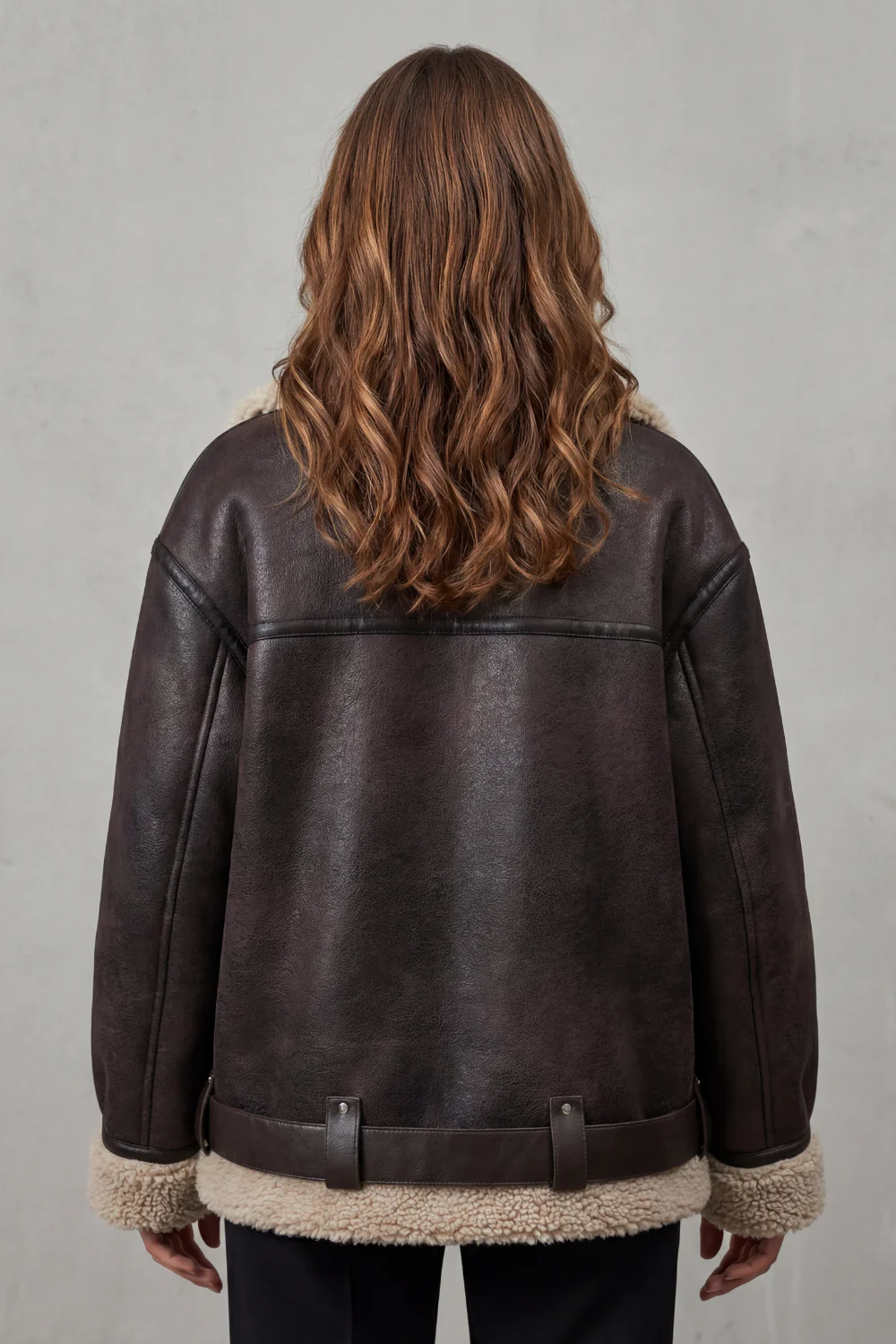 Rouxvelle – Belted shearling trim – Aviator coat - Image 4