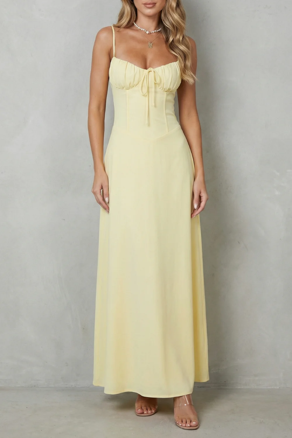 Selena – Soft corset charm – Sleeveless flowing maxi dress