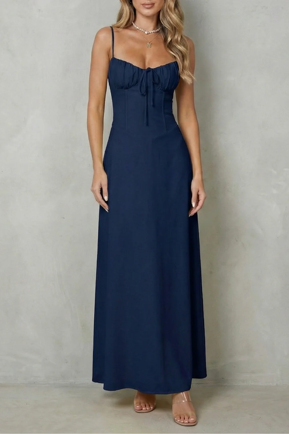 Selena – Soft corset charm – Sleeveless flowing maxi dress - Image 7