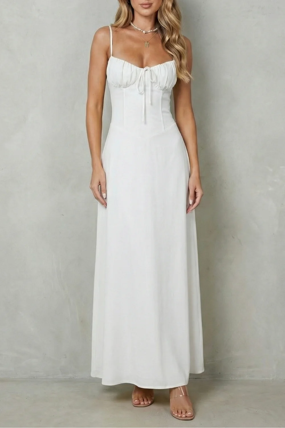 Selena – Soft corset charm – Sleeveless flowing maxi dress - Image 9