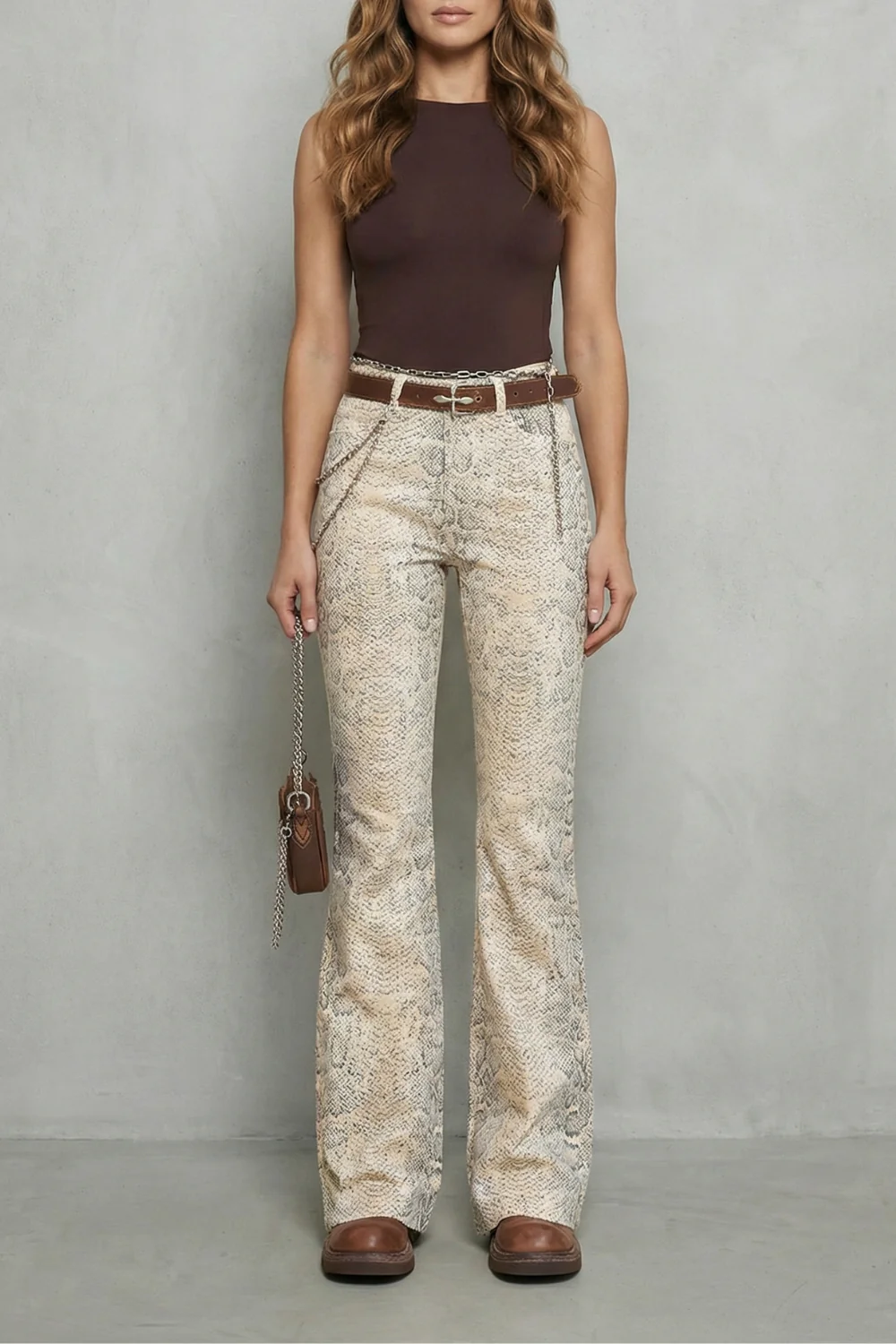 Seraphielle – Snake print elegance – Palazzo jeans
