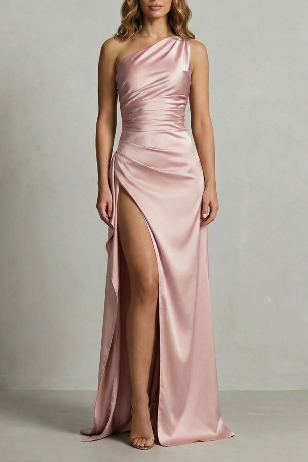 Seraphina – Liquid satin allure – One shoulder maxi dress - Image 11