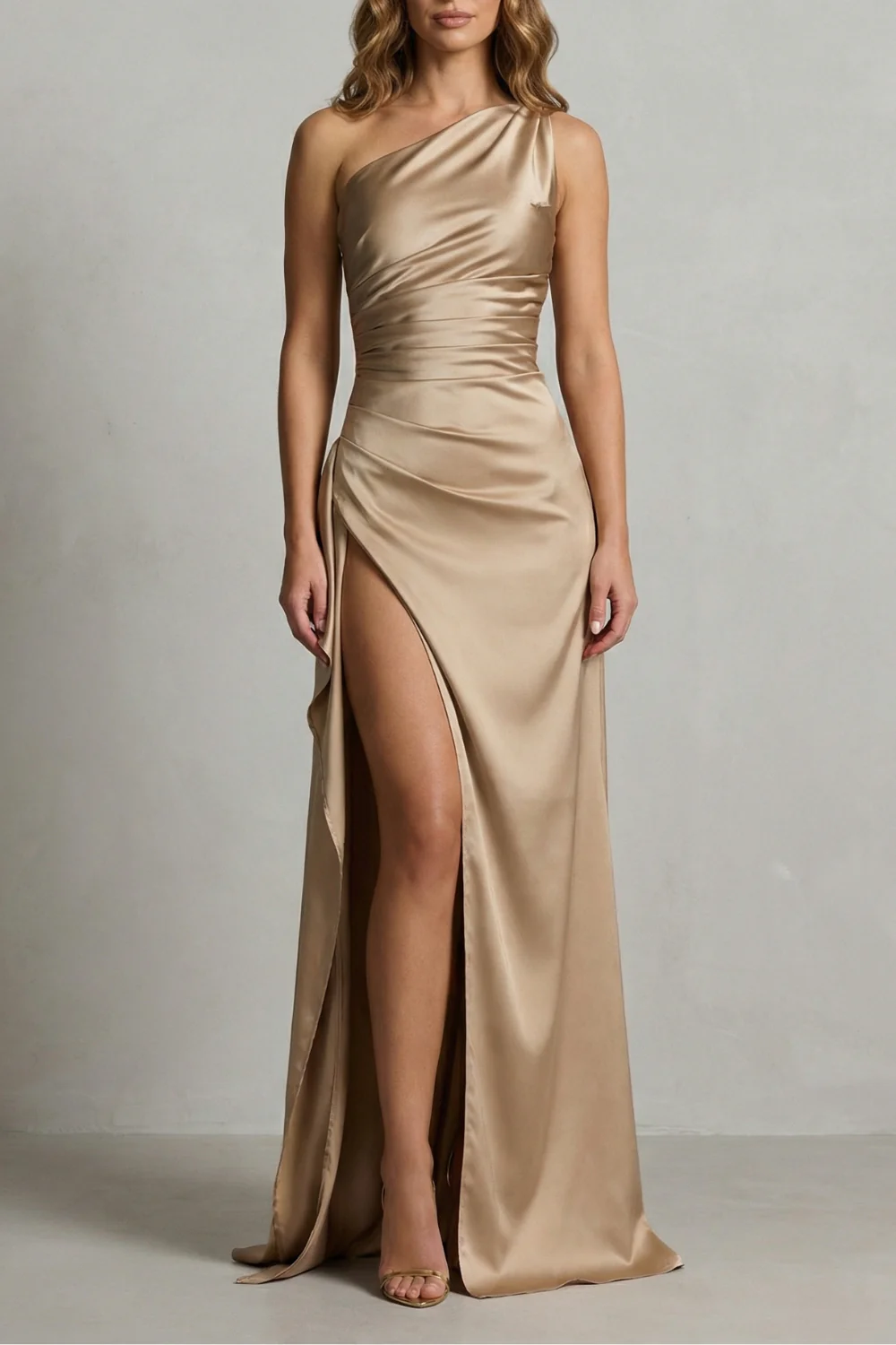 Seraphina – Liquid satin allure – One shoulder maxi dress - Image 5