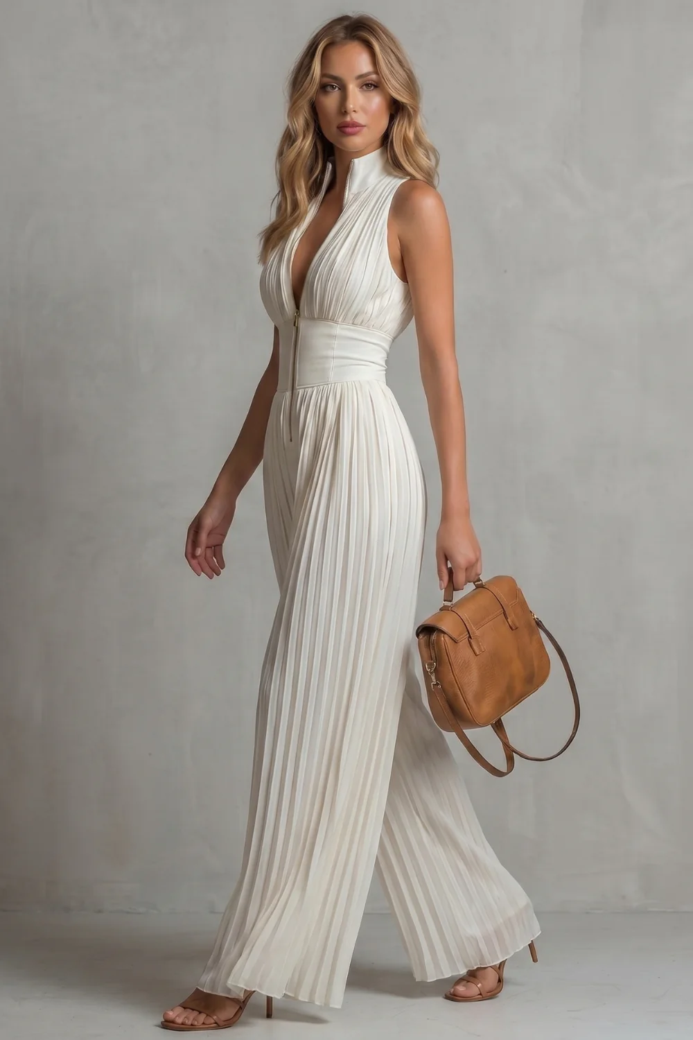Seraphina – Pleated halter elegance – Wide-leg jumpsuit - Image 3