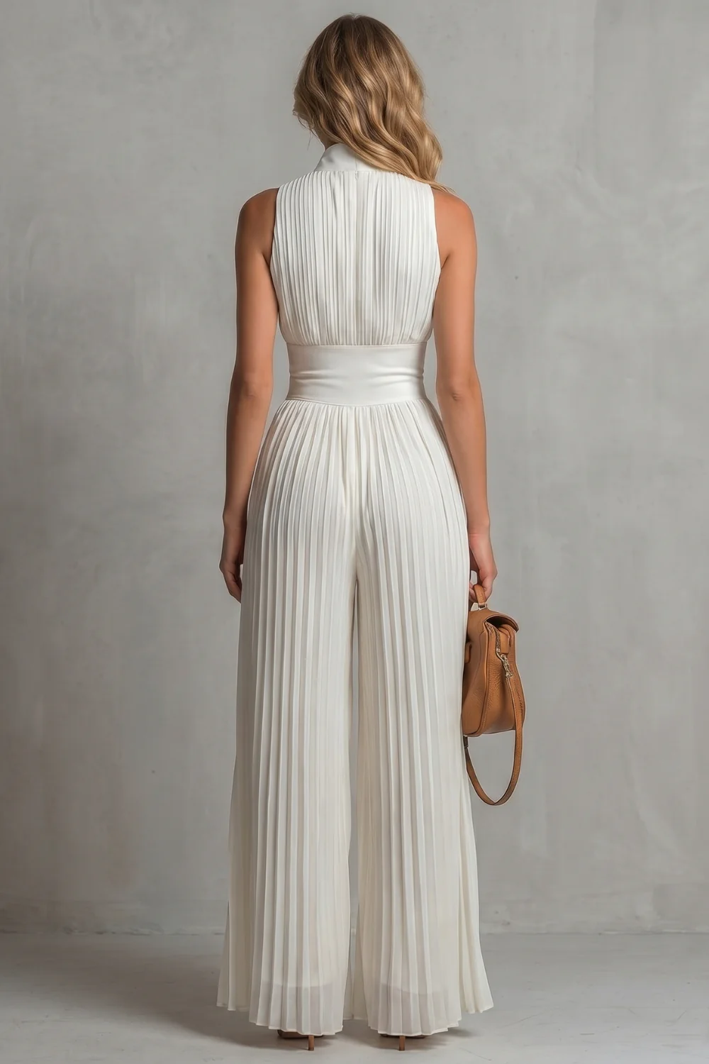 Seraphina – Pleated halter elegance – Wide-leg jumpsuit - Image 4
