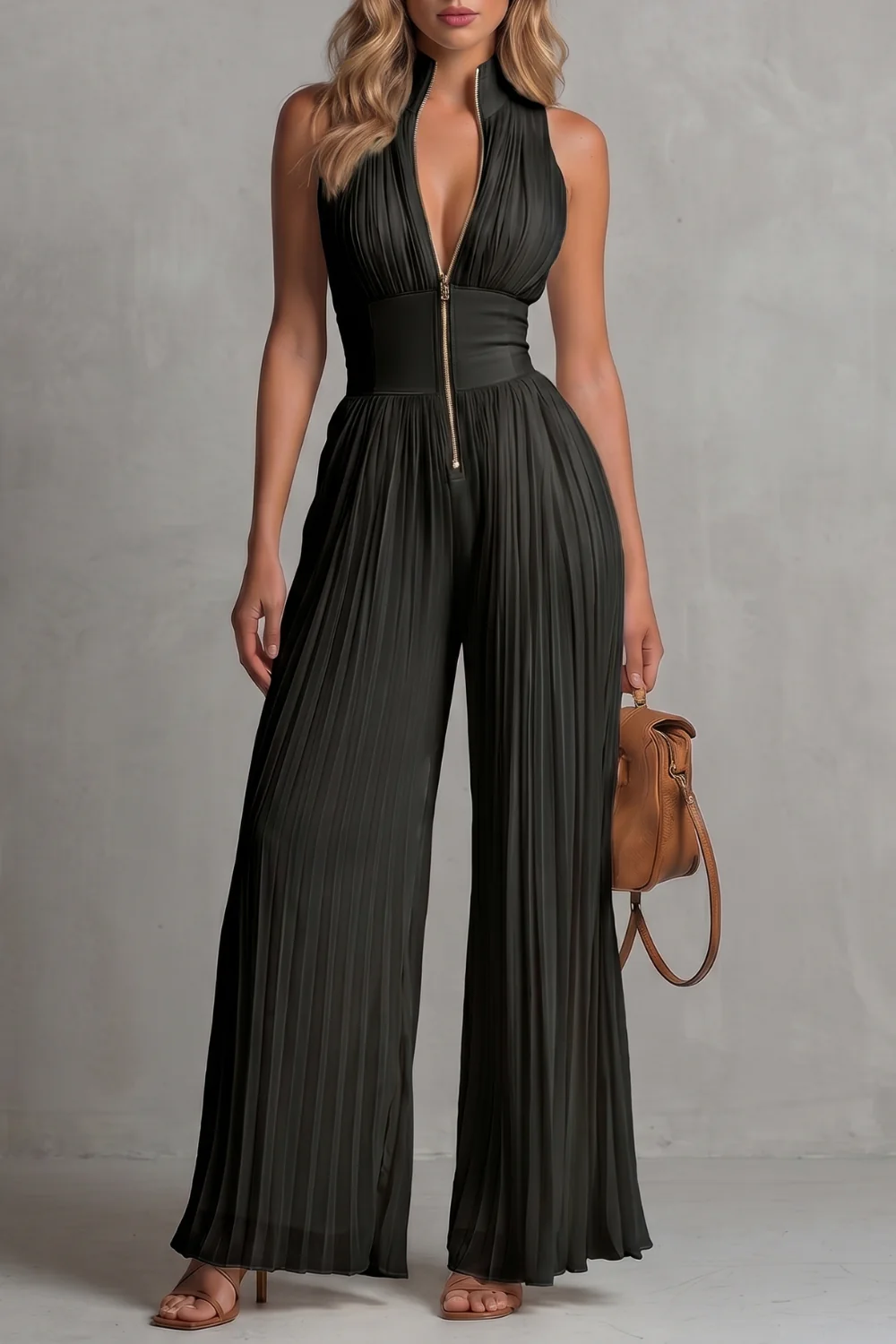 Seraphina – Pleated halter elegance – Wide-leg jumpsuit - Image 5