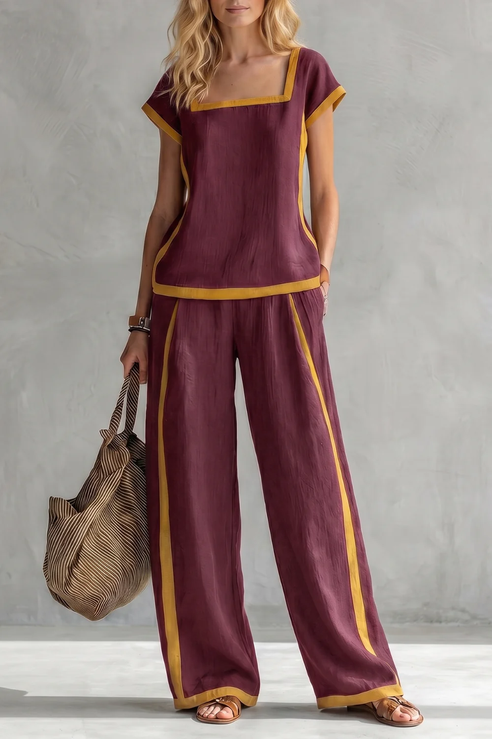 Serelisse – Contrast trim relaxed silhouette – Two-piece set - Image 7