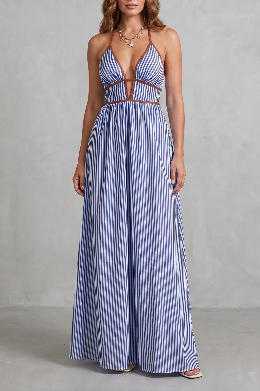 Serelisse – Striped backless silhouette – Maxi dress - Image 17