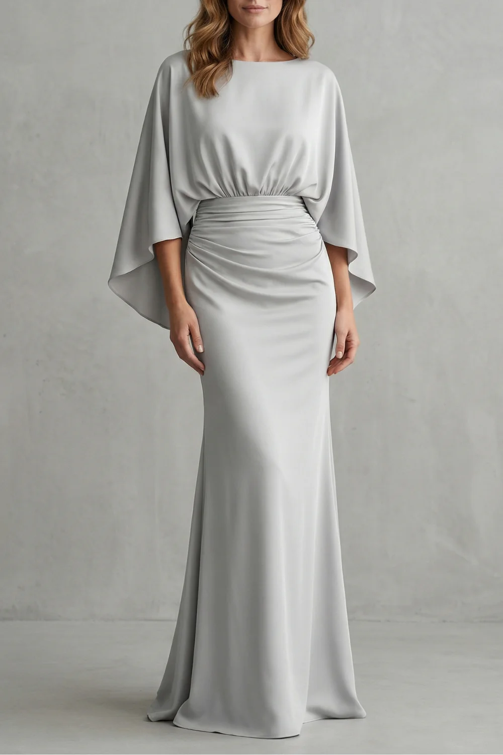 Silvarelle – Draped batwing elegance – Maxi dress