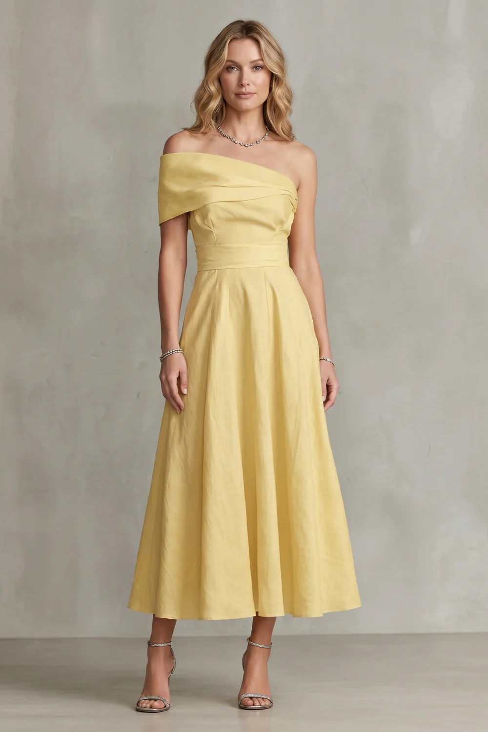 Soléane – One-shoulder linen elegance – Maxi dress - Image 2