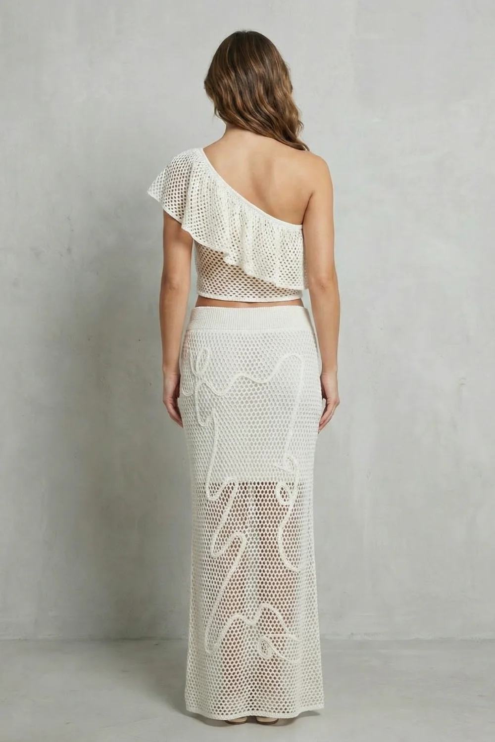 Solmara – Openwork ruffle elegance – Knit skirt set - Image 4