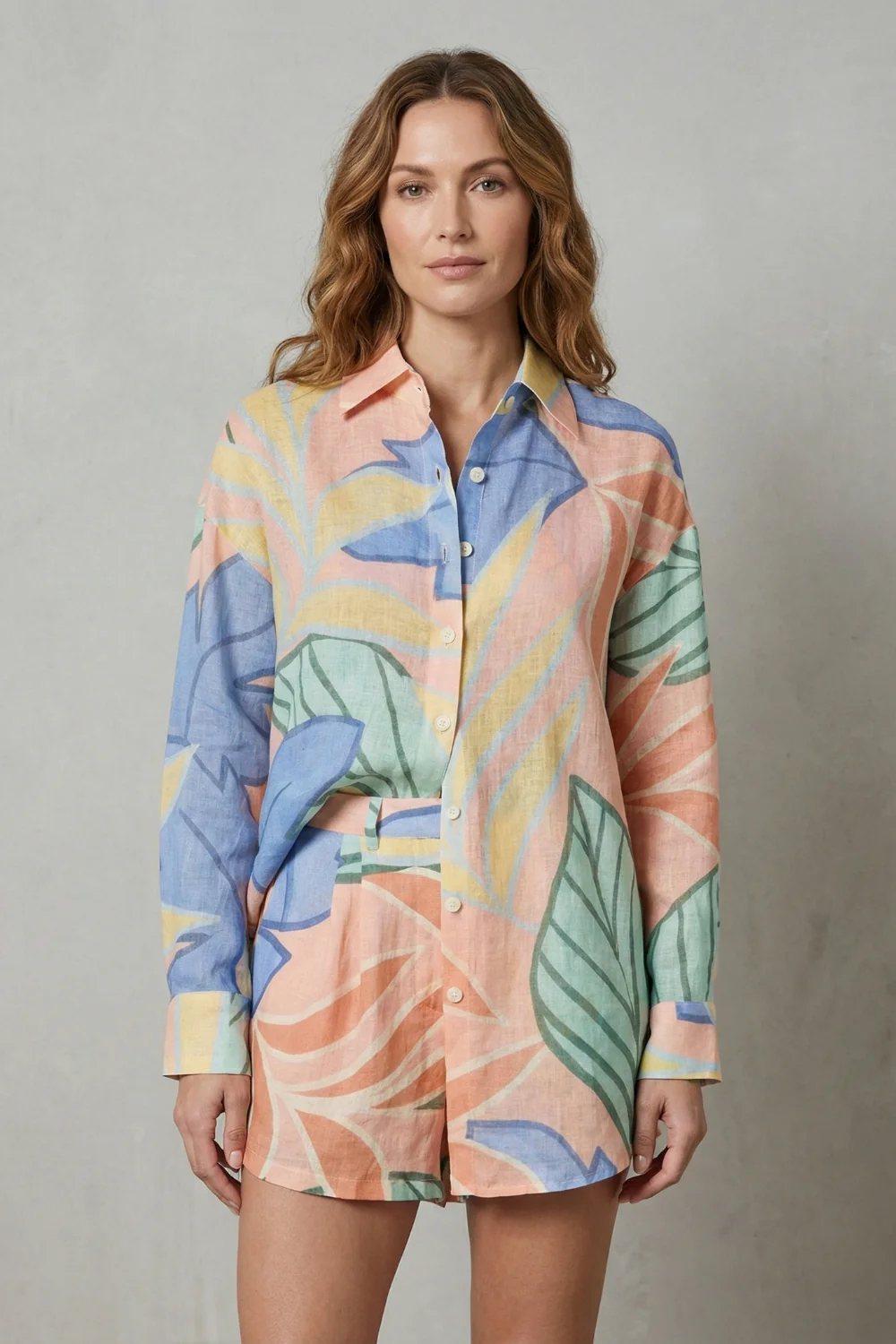 Solmara – Tropical leaf print – Shirt and short set - Image 2