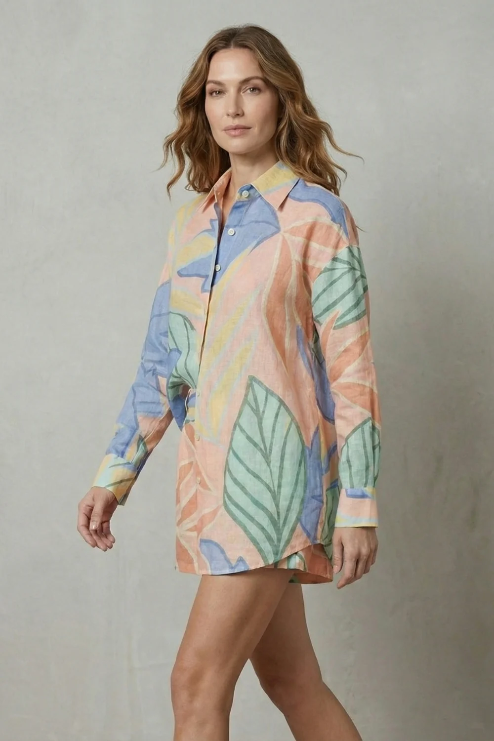 Solmara – Tropical leaf print – Shirt and short set - Image 3